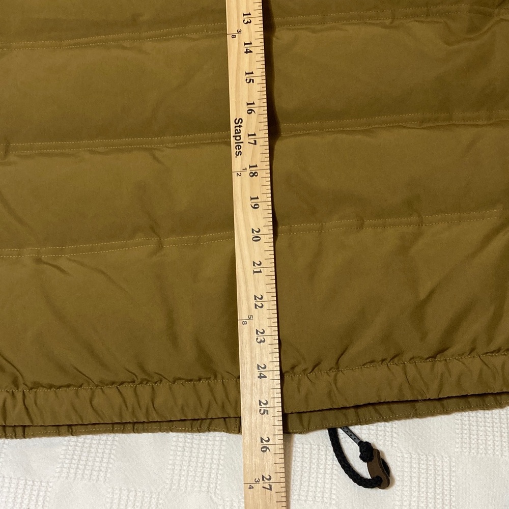 EDDIE BAUER SANDSTONE OLIVE NWOT FAUX FUR HOODED DOWN QUILTED PUFFER VEST - Picture 15 of 16